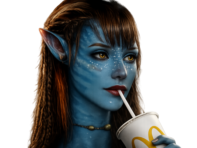 clairedearing claire dearing avatar james cameron navi pandora alien bleue bleu mcdo boit