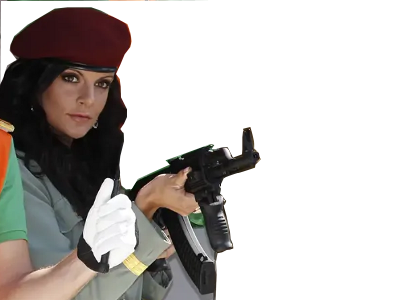 jessica moretti crans-montana crans montana incendie suisse femme brune beret rouge militaire dictator fusil kalash