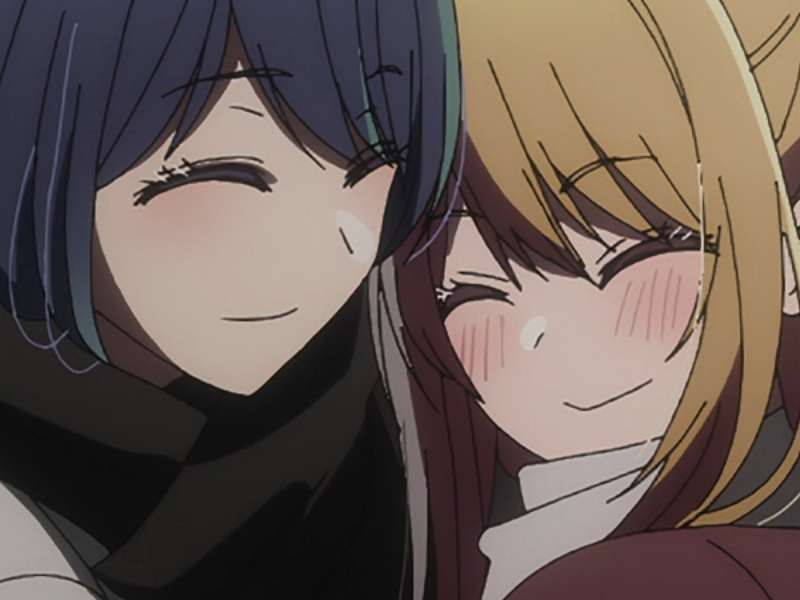 anime kikoojap oshi no ko oshinoko s2 maredioa akane kurokawa ruby hoshino hug calin cuddle