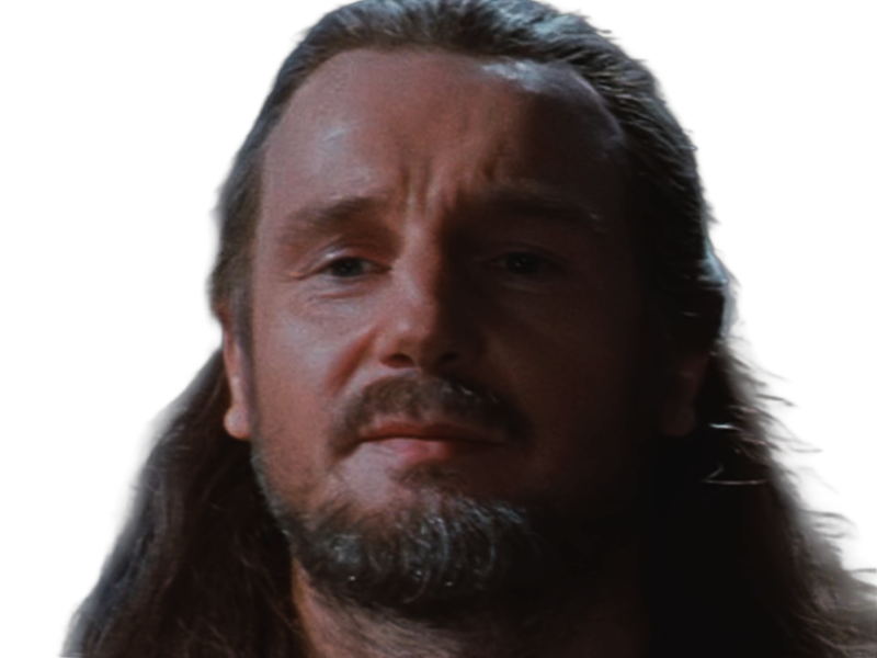 qui-gon jinn star-wars sw episode-i ep1 la-menace-fantome the-phantom-menace maitre jedi gris cheveux-bruns yeux-bleus liam neeson