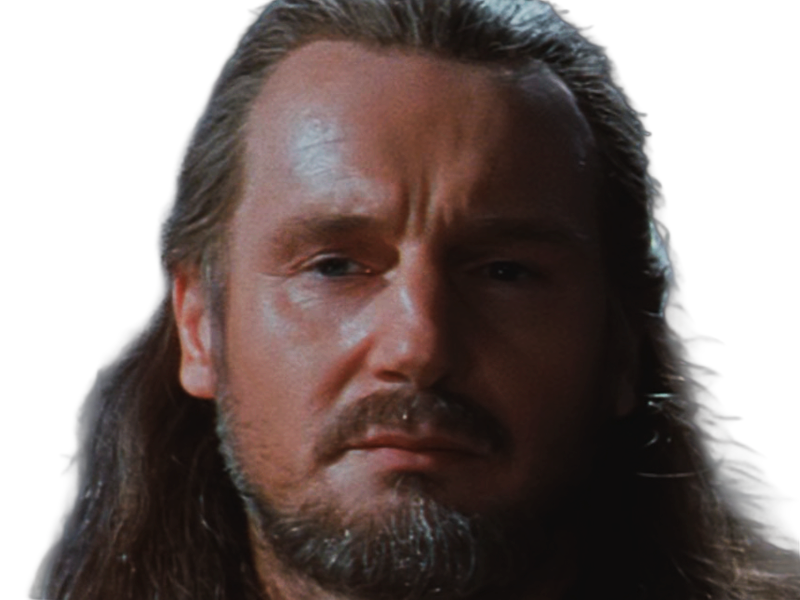 qui-gon jinn star-wars sw episode-i ep1 la-menace-fantome the-phantom-menace maitre jedi gris cheveux-bruns yeux-bleus liam neeson