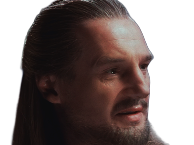 qui-gon jinn star-wars sw episode-i ep1 la-menace-fantome the-phantom-menace maitre jedi gris cheveux-bruns yeux-bleus liam neeson