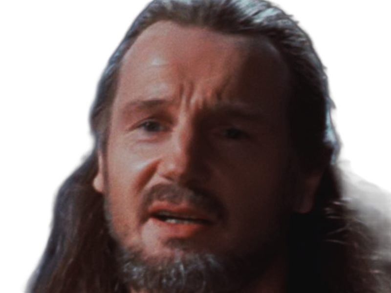 qui-gon jinn star-wars sw episode-i ep1 la-menace-fantome the-phantom-menace maitre jedi gris cheveux-bruns yeux-bleus liam neeson