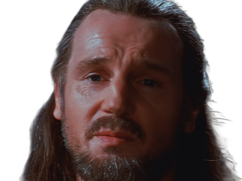 qui-gon jinn star-wars sw episode-i ep1 la-menace-fantome the-phantom-menace maitre jedi gris cheveux-bruns yeux-bleus liam neeson