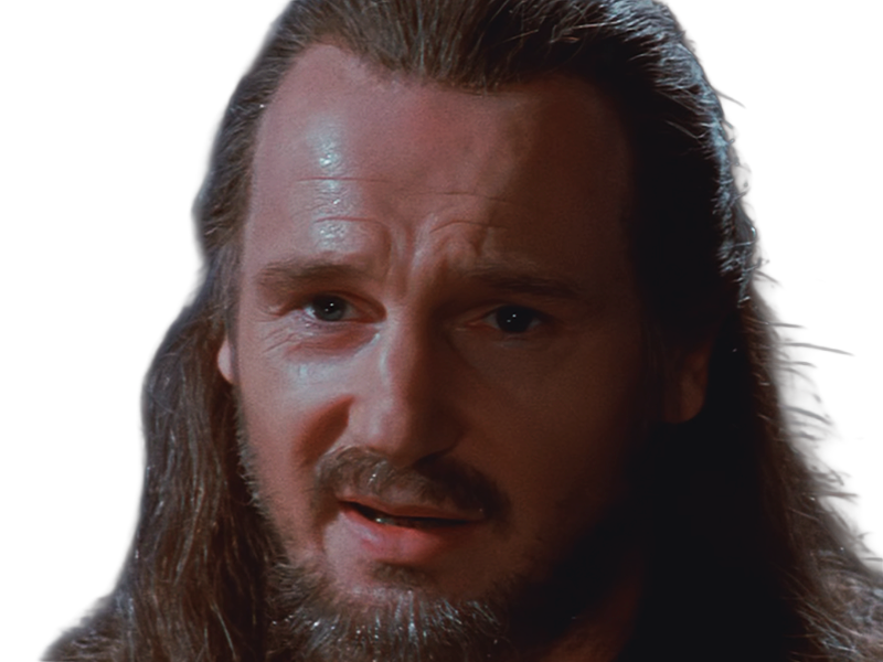 qui-gon jinn star-wars sw episode-i ep1 la-menace-fantome the-phantom-menace maitre jedi gris cheveux-bruns yeux-bleus liam neeson