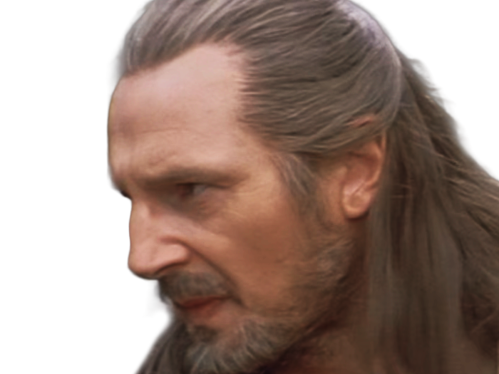 qui-gon jinn star-wars sw episode-i ep1 la-menace-fantome the-phantom-menace maitre jedi gris cheveux-bruns yeux-bleus liam neeson
