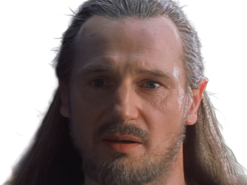 qui-gon jinn star-wars sw episode-i ep1 la-menace-fantome the-phantom-menace maitre jedi gris cheveux-bruns yeux-bleus liam neeson