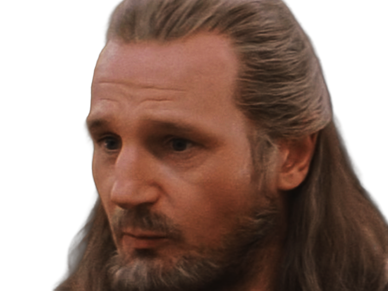 qui-gon jinn star-wars sw episode-i ep1 la-menace-fantome the-phantom-menace maitre jedi gris cheveux-bruns yeux-bleus liam neeson