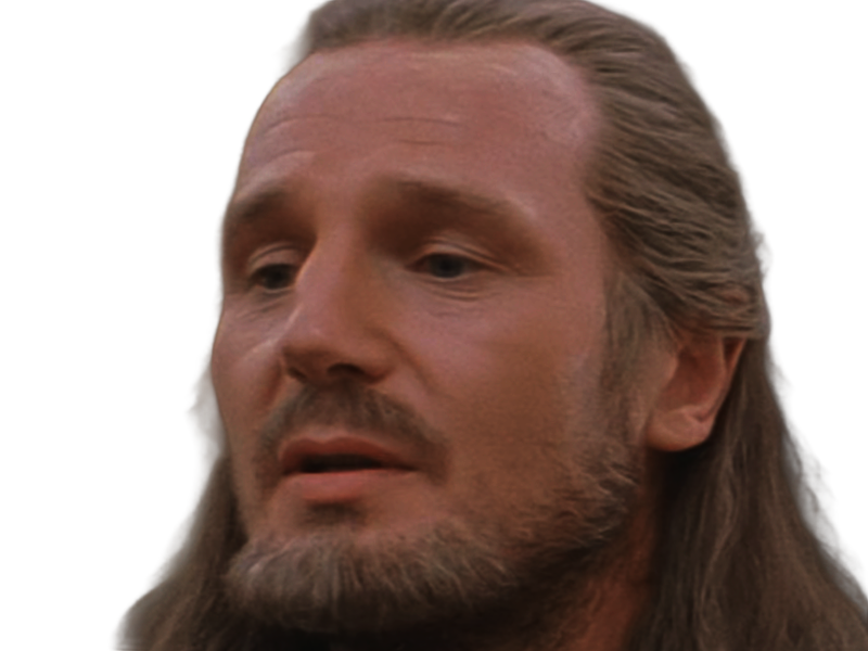 qui-gon jinn star-wars sw episode-i ep1 la-menace-fantome the-phantom-menace maitre jedi gris cheveux-bruns yeux-bleus liam neeson
