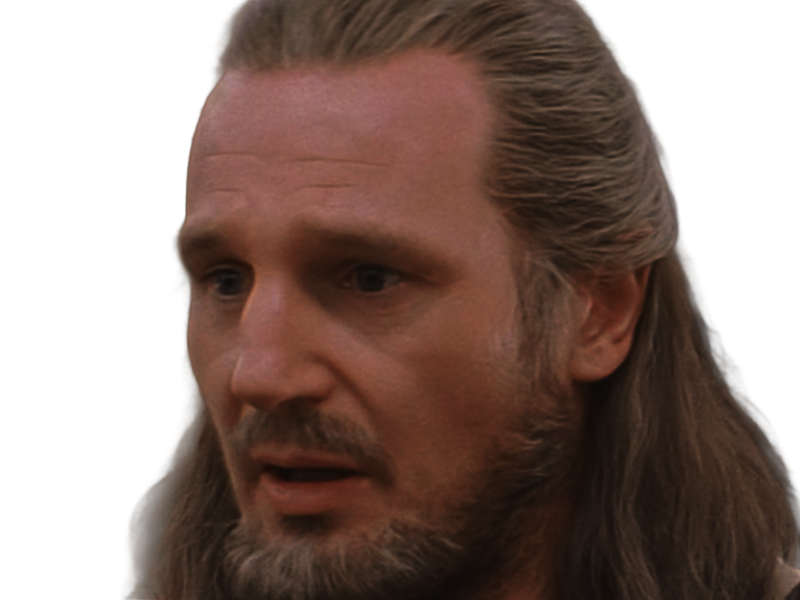 qui-gon jinn star-wars sw episode-i ep1 la-menace-fantome the-phantom-menace maitre jedi gris cheveux-bruns yeux-bleus liam neeson