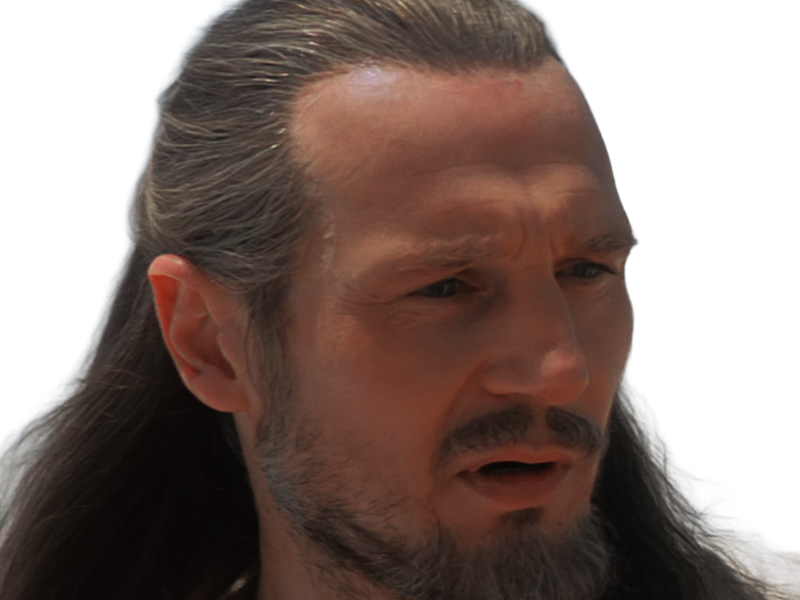 qui-gon jinn star-wars sw episode-i ep1 la-menace-fantome the-phantom-menace maitre jedi gris cheveux-bruns yeux-bleus liam neeson