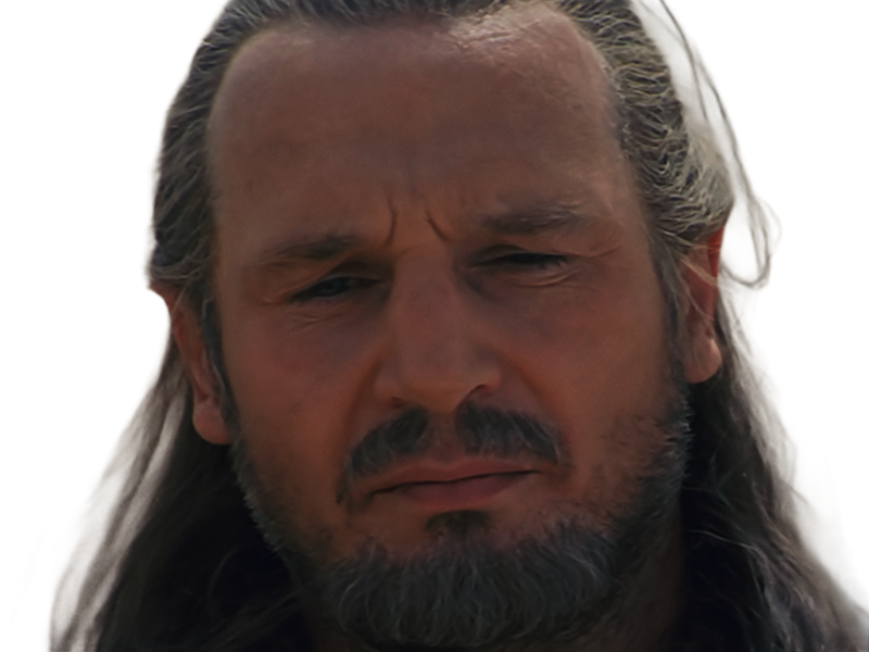 qui-gon jinn star-wars sw episode-i ep1 la-menace-fantome the-phantom-menace maitre jedi gris cheveux-bruns yeux-bleus liam neeson