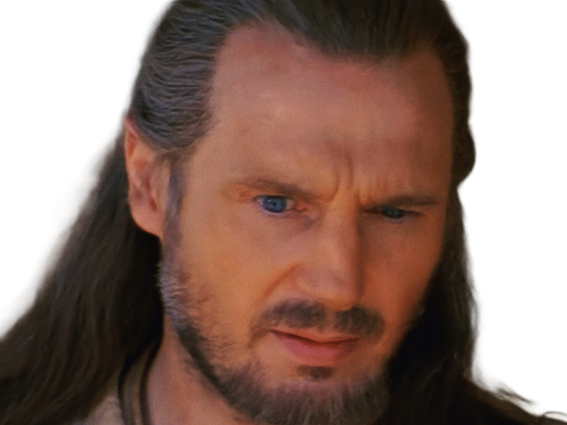 qui-gon jinn star-wars sw episode-i ep1 la-menace-fantome the-phantom-menace maitre jedi gris cheveux-bruns yeux-bleus liam neeson
