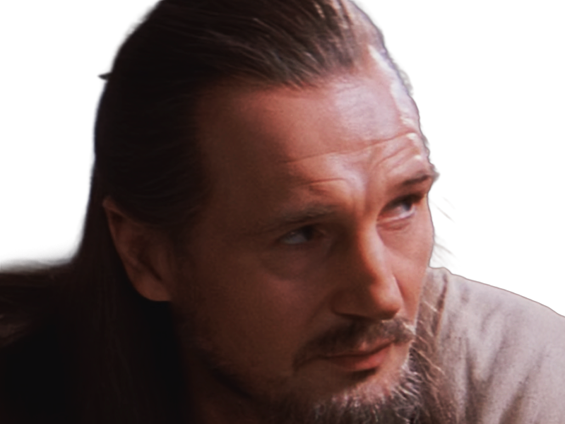 qui-gon jinn star-wars sw episode-i ep1 la-menace-fantome the-phantom-menace maitre jedi gris cheveux-bruns yeux-bleus liam neeson