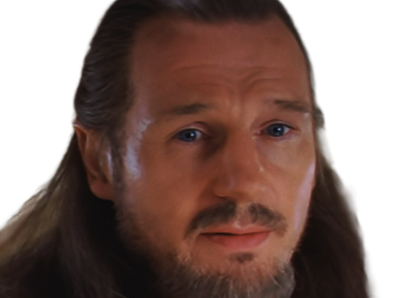 qui-gon jinn star-wars sw episode-i ep1 la-menace-fantome the-phantom-menace maitre jedi gris cheveux-bruns yeux-bleus liam neeson