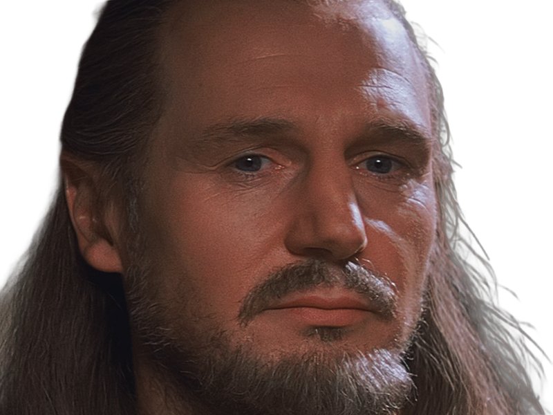 qui-gon jinn star-wars sw episode-i ep1 la-menace-fantome the-phantom-menace maitre jedi gris cheveux-bruns yeux-bleus liam neeson