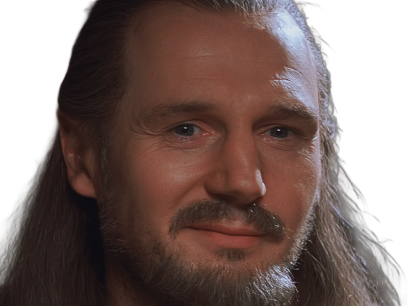 qui-gon jinn star-wars sw episode-i ep1 la-menace-fantome the-phantom-menace maitre jedi gris cheveux-bruns yeux-bleus liam neeson