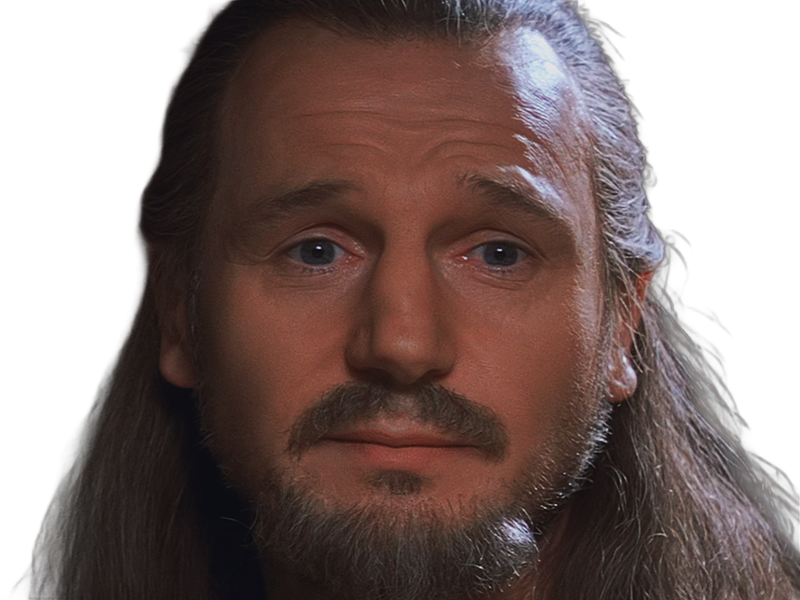 qui-gon jinn star-wars sw episode-i ep1 la-menace-fantome the-phantom-menace maitre jedi gris cheveux-bruns yeux-bleus liam neeson