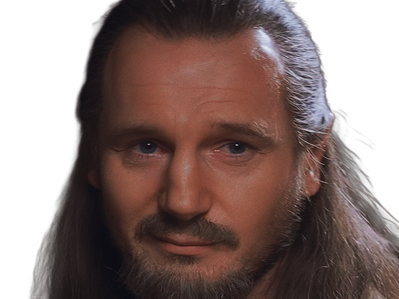 qui-gon jinn star-wars sw episode-i ep1 la-menace-fantome the-phantom-menace maitre jedi gris cheveux-bruns yeux-bleus liam neeson