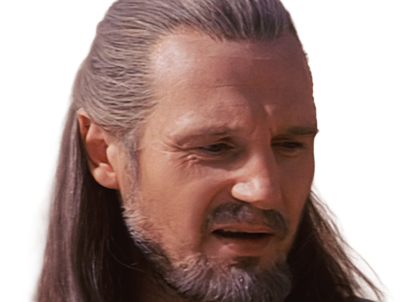 qui-gon jinn star-wars sw episode-i ep1 la-menace-fantome the-phantom-menace maitre jedi gris cheveux-bruns yeux-bleus liam neeson