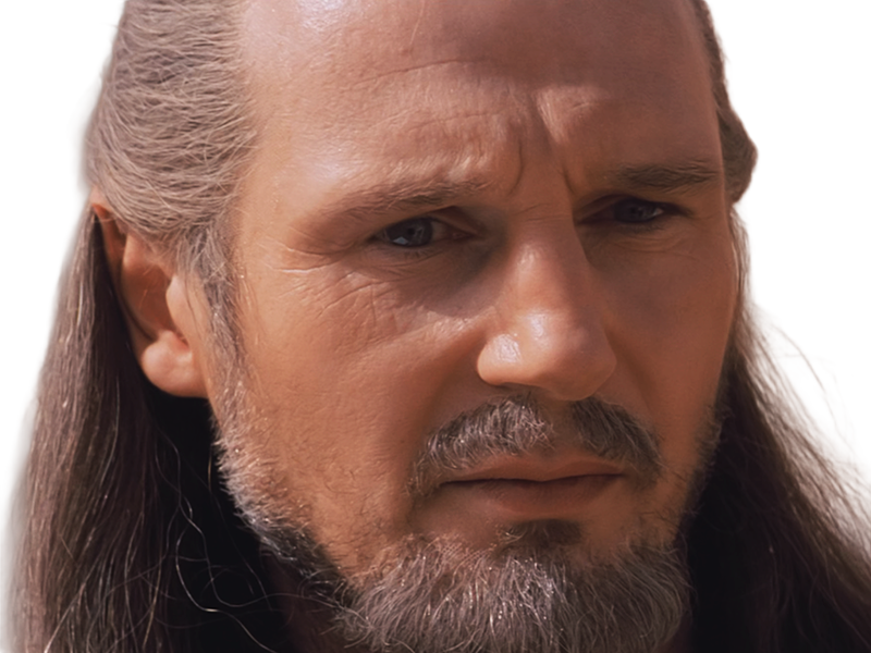 qui-gon jinn star-wars sw episode-i ep1 la-menace-fantome the-phantom-menace maitre jedi gris cheveux-bruns yeux-bleus liam neeson