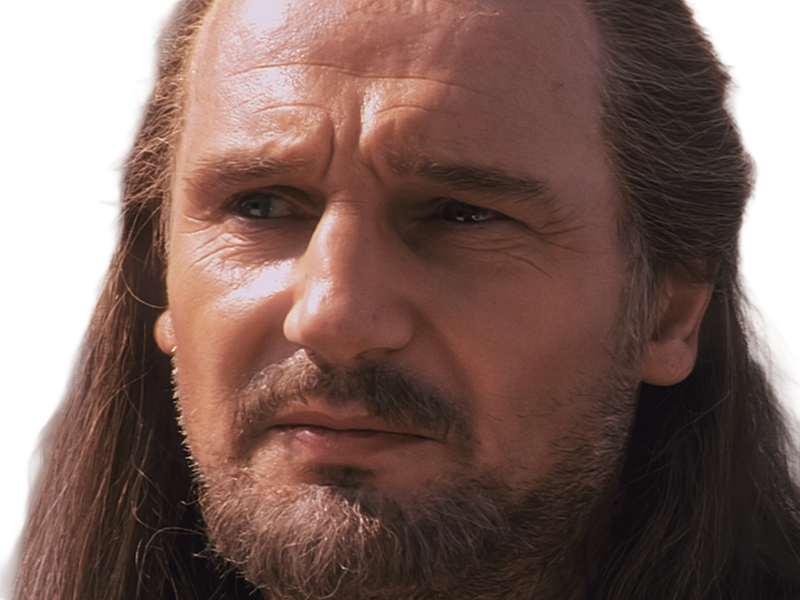 qui-gon jinn star-wars sw episode-i ep1 la-menace-fantome the-phantom-menace maitre jedi gris cheveux-bruns yeux-bleus liam neeson