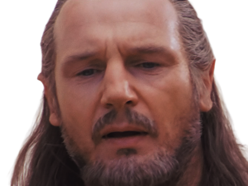 qui-gon jinn star-wars sw episode-i ep1 la-menace-fantome the-phantom-menace maitre jedi gris cheveux-bruns yeux-bleus liam neeson