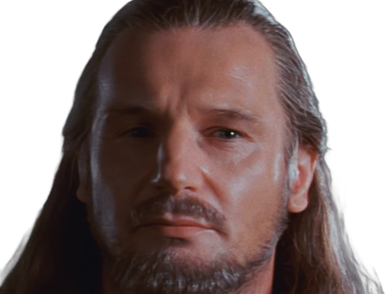 qui-gon jinn star-wars sw episode-i ep1 la-menace-fantome the-phantom-menace maitre jedi gris cheveux-bruns yeux-bleus liam neeson