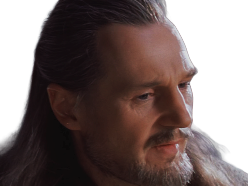 qui-gon jinn star-wars sw episode-i ep1 la-menace-fantome the-phantom-menace maitre jedi gris cheveux-bruns yeux-bleus liam neeson