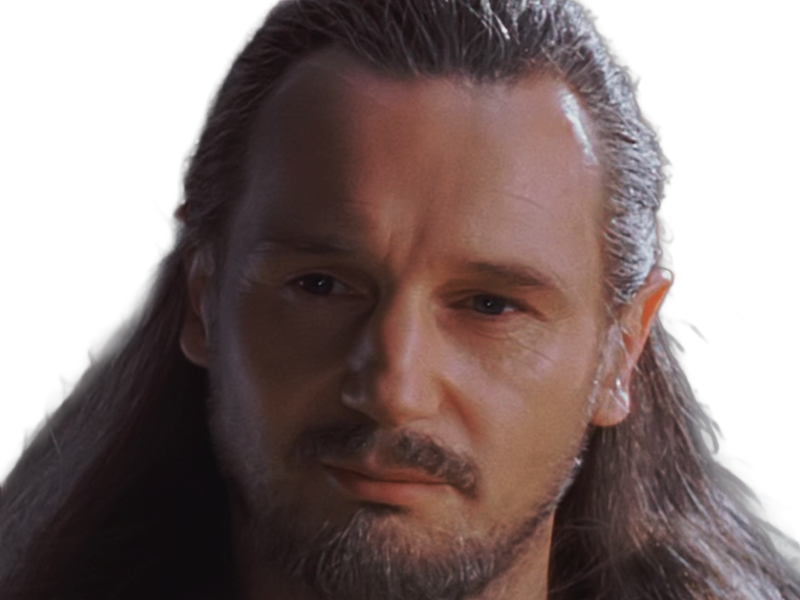 qui-gon jinn star-wars sw episode-i ep1 la-menace-fantome the-phantom-menace maitre jedi gris cheveux-bruns yeux-bleus liam neeson