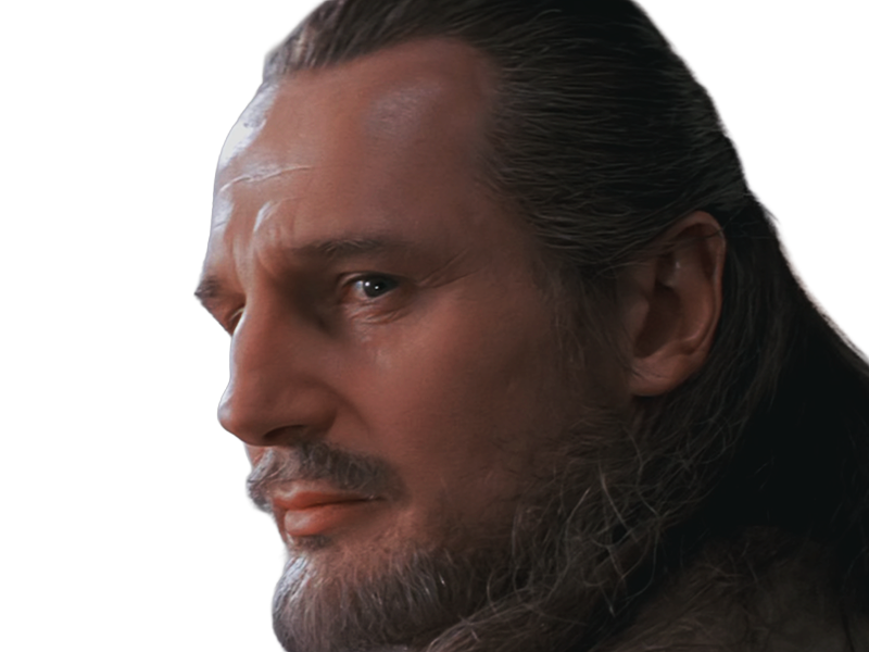 qui-gon jinn star-wars sw episode-i ep1 la-menace-fantome the-phantom-menace maitre jedi gris cheveux-bruns yeux-bleus liam neeson