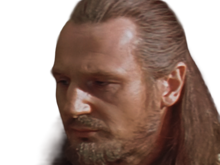 qui-gon jinn star-wars sw episode-i ep1 la-menace-fantome the-phantom-menace maitre jedi gris cheveux-bruns yeux-bleus liam neeson