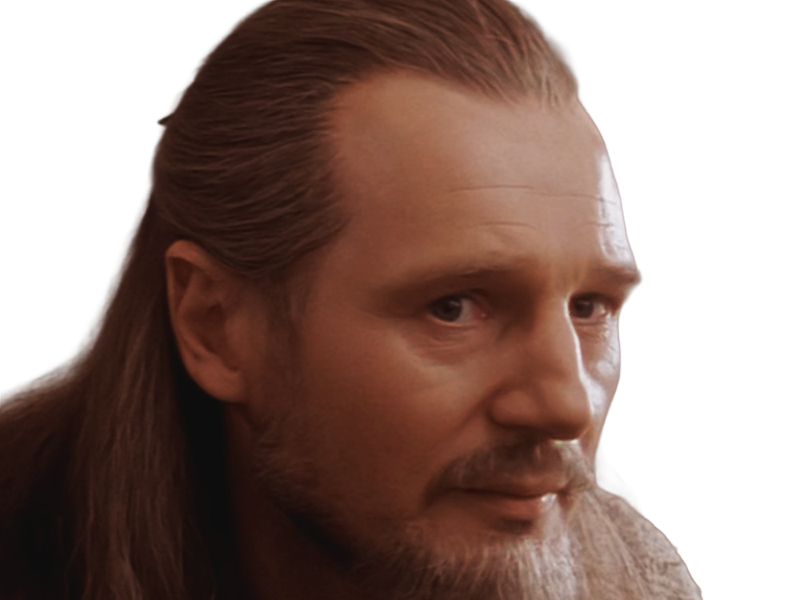 qui-gon jinn star-wars sw episode-i ep1 la-menace-fantome the-phantom-menace maitre jedi gris cheveux-bruns yeux-bleus liam neeson