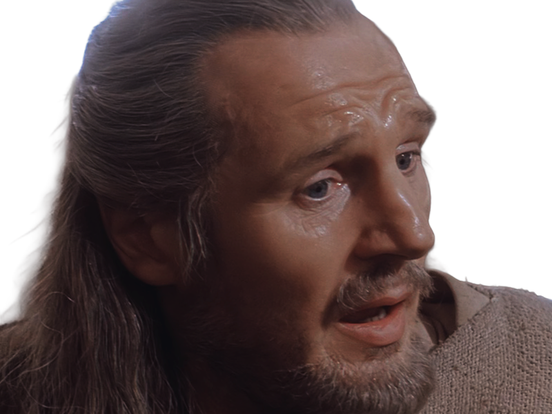 qui-gon jinn star-wars sw episode-i ep1 la-menace-fantome the-phantom-menace maitre jedi gris cheveux-bruns yeux-bleus liam neeson