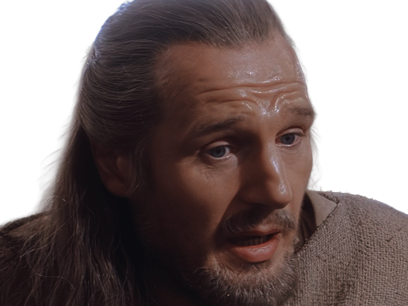 qui-gon jinn star-wars sw episode-i ep1 la-menace-fantome the-phantom-menace maitre jedi gris cheveux-bruns yeux-bleus liam neeson