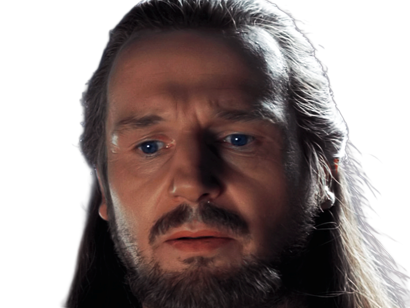 qui-gon jinn star-wars sw episode-i ep1 la-menace-fantome the-phantom-menace maitre jedi gris cheveux-bruns yeux-bleus liam neeson