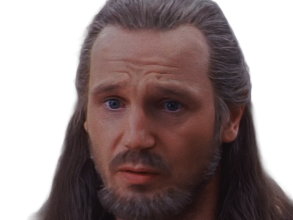 qui-gon jinn star-wars sw episode-i ep1 la-menace-fantome the-phantom-menace maitre jedi gris cheveux-bruns yeux-bleus liam neeson