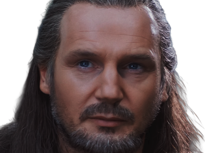 qui-gon jinn star-wars sw episode-i ep1 la-menace-fantome the-phantom-menace maitre jedi gris cheveux-bruns yeux-bleus liam neeson
