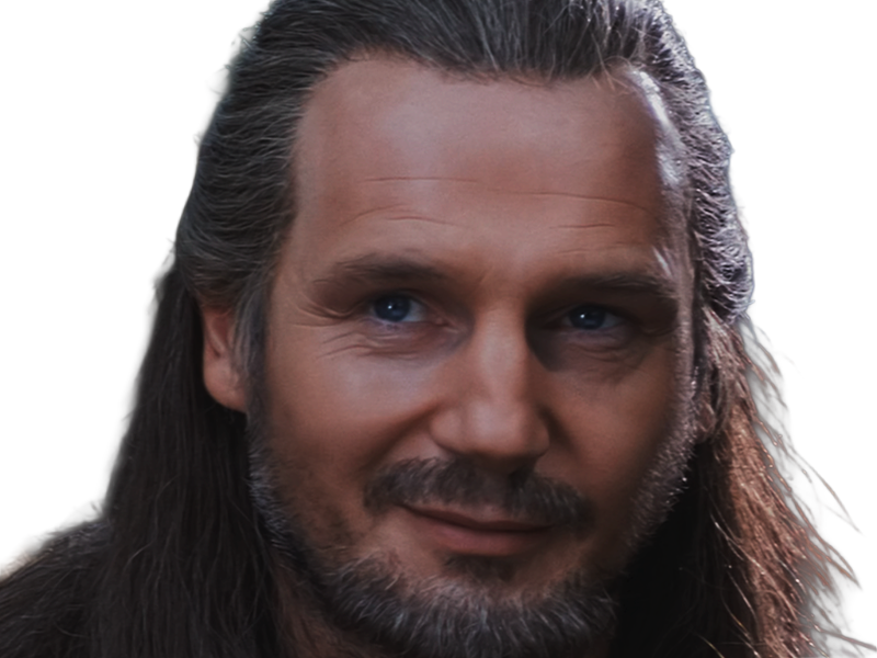 qui-gon jinn star-wars sw episode-i ep1 la-menace-fantome the-phantom-menace maitre jedi gris cheveux-bruns yeux-bleus liam neeson