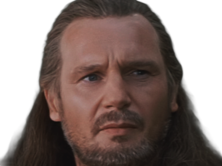 qui-gon jinn star-wars sw episode-i ep1 la-menace-fantome the-phantom-menace maitre jedi gris cheveux-bruns yeux-bleus liam neeson
