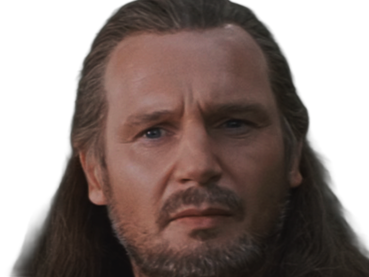 qui-gon jinn star-wars sw episode-i ep1 la-menace-fantome the-phantom-menace maitre jedi gris cheveux-bruns yeux-bleus liam neeson