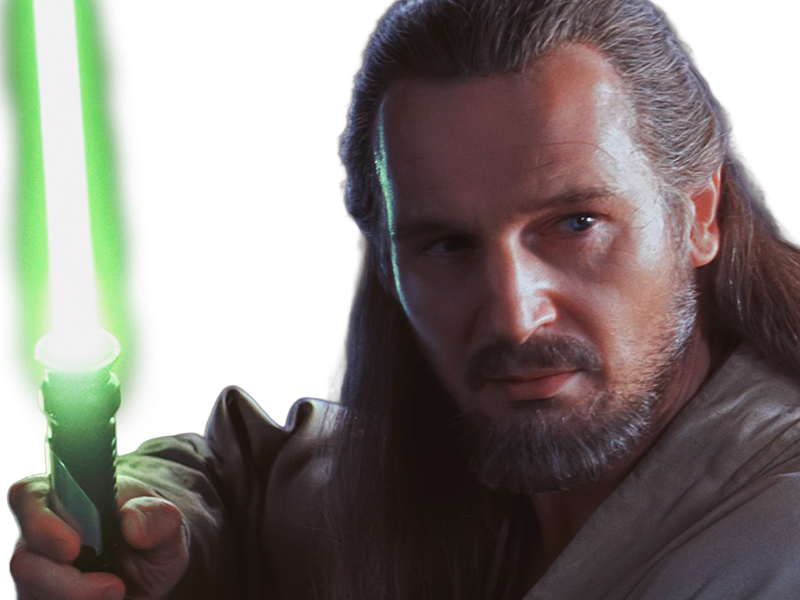 qui-gon jinn star-wars sw episode-i ep1 la-menace-fantome the-phantom-menace maitre jedi gris cheveux-bruns yeux-bleus liam neeson