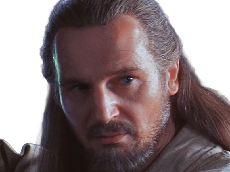 qui-gon jinn star-wars sw episode-i ep1 la-menace-fantome the-phantom-menace maitre jedi gris cheveux-bruns yeux-bleus liam neeson