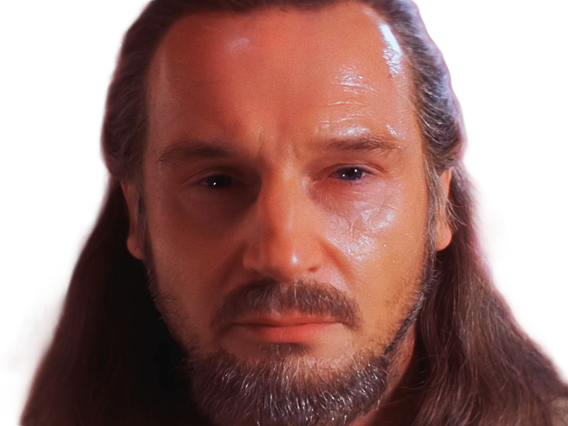 qui-gon jinn star-wars sw episode-i ep1 la-menace-fantome the-phantom-menace maitre jedi gris cheveux-bruns yeux-bleus liam neeson