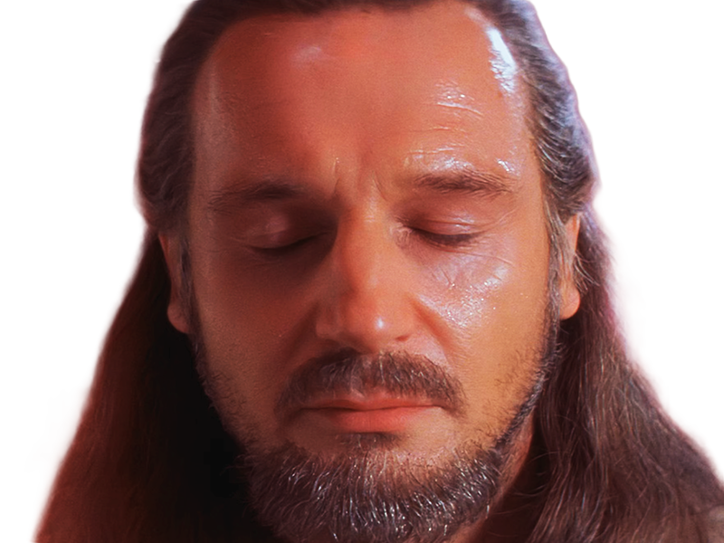 qui-gon jinn star-wars sw episode-i ep1 la-menace-fantome the-phantom-menace maitre jedi gris cheveux-bruns yeux-bleus liam neeson