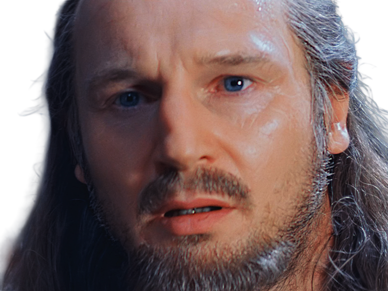 qui-gon jinn star-wars sw episode-i ep1 la-menace-fantome the-phantom-menace maitre jedi gris cheveux-bruns yeux-bleus liam neeson