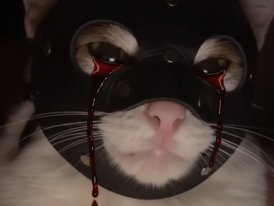 chat maso pleure sang