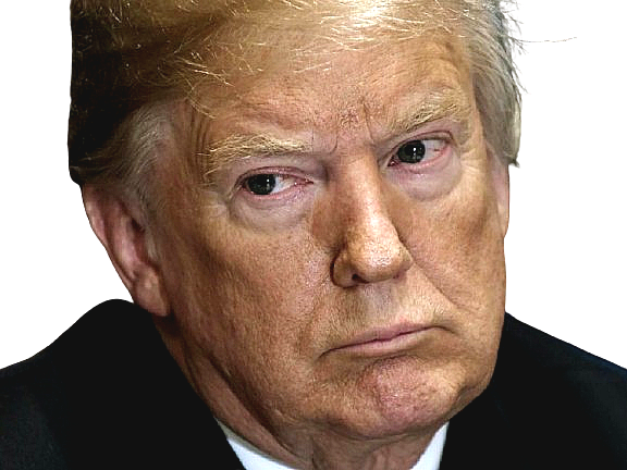 trump donald yeux noirs regard mepris dubitatif doute reflechit pense regarde usa president maga knifos