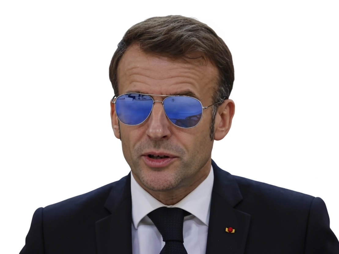 emmanuel macron manu president france politique brigitte lfi rn lunette sunglasses trump republique
