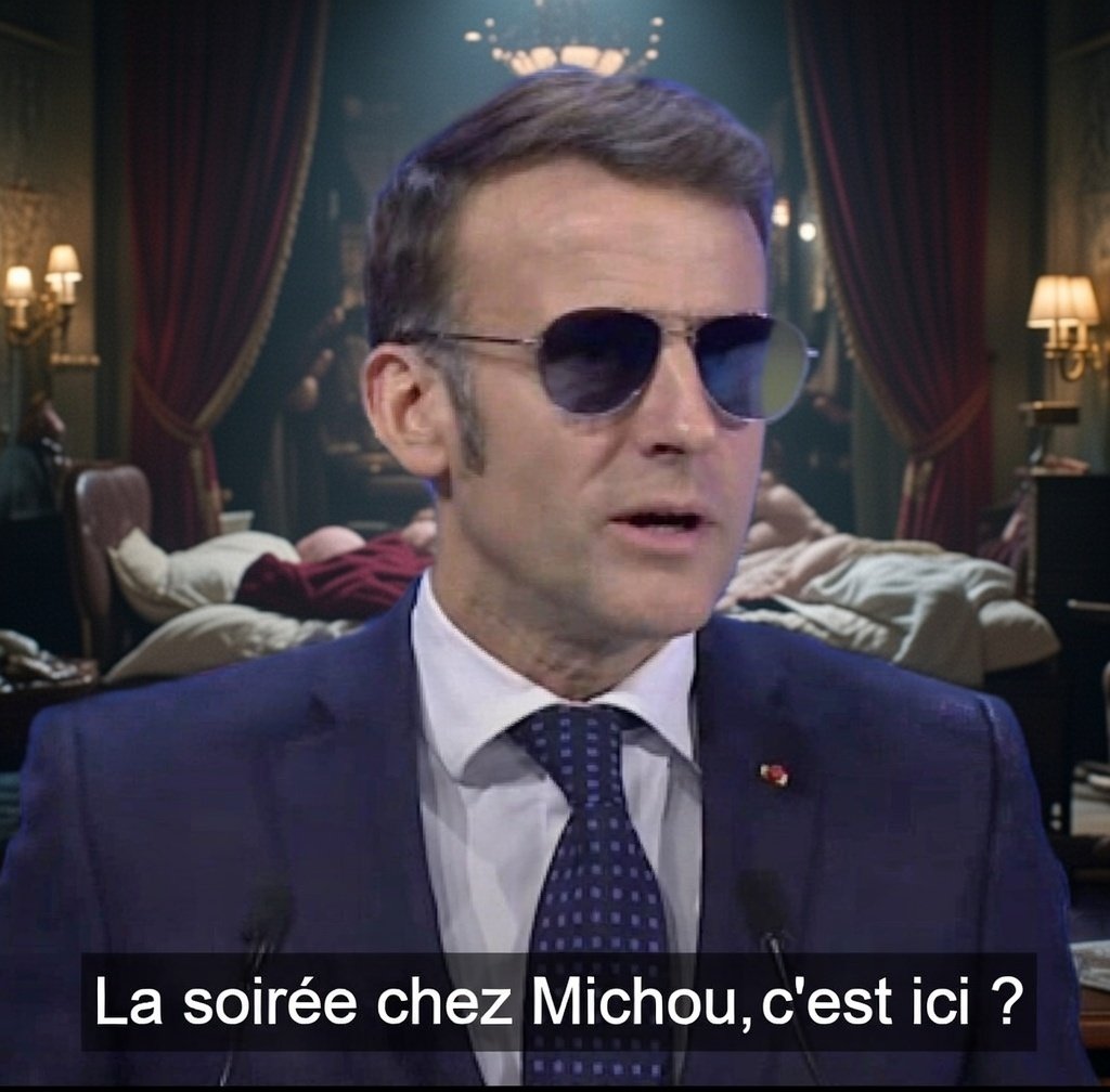 macron michou lunettes bleues soiree